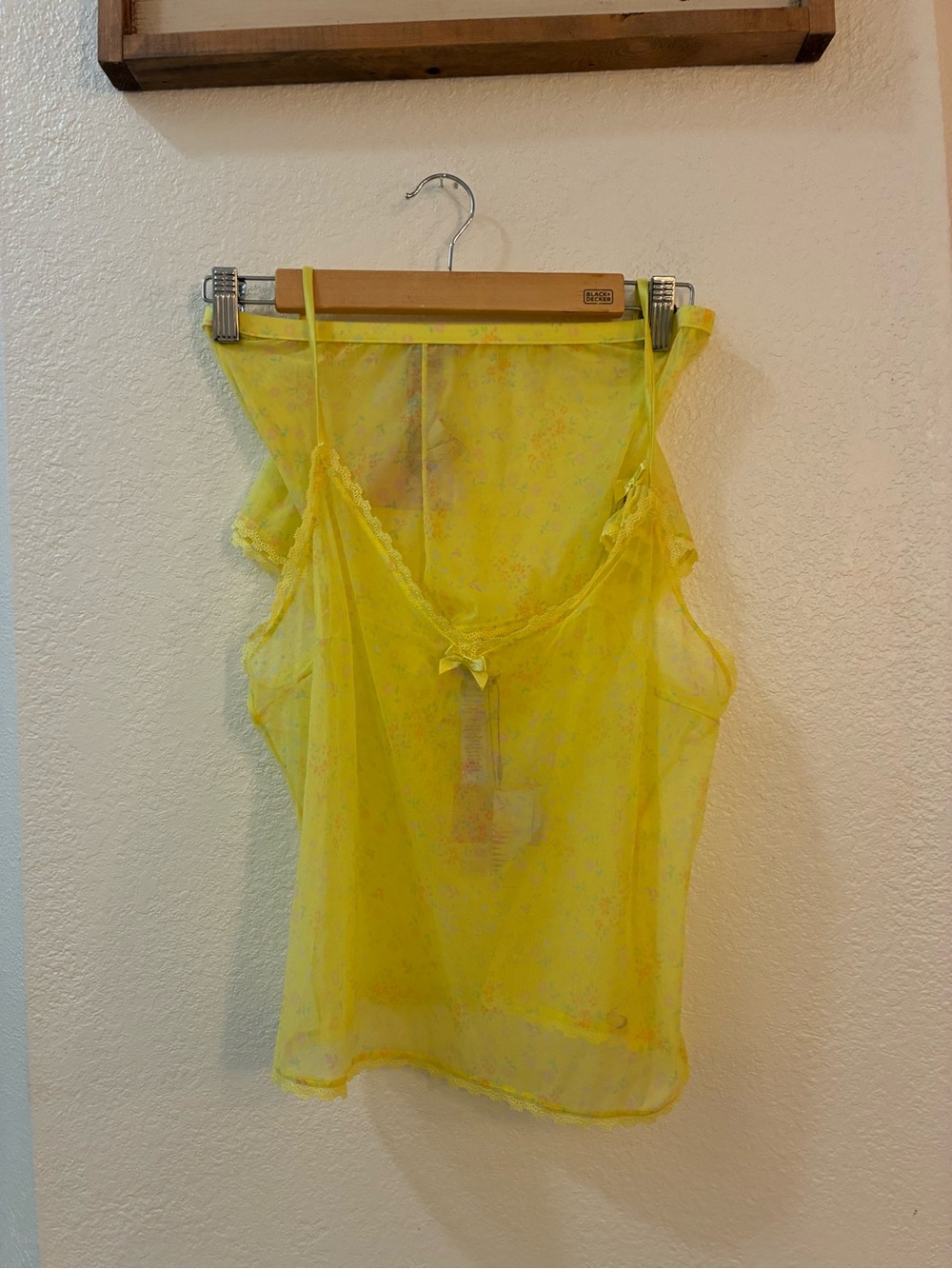 NWT Savage X Fenty Yellow Sheer Lace-Trim Camisole and Matching Shorts